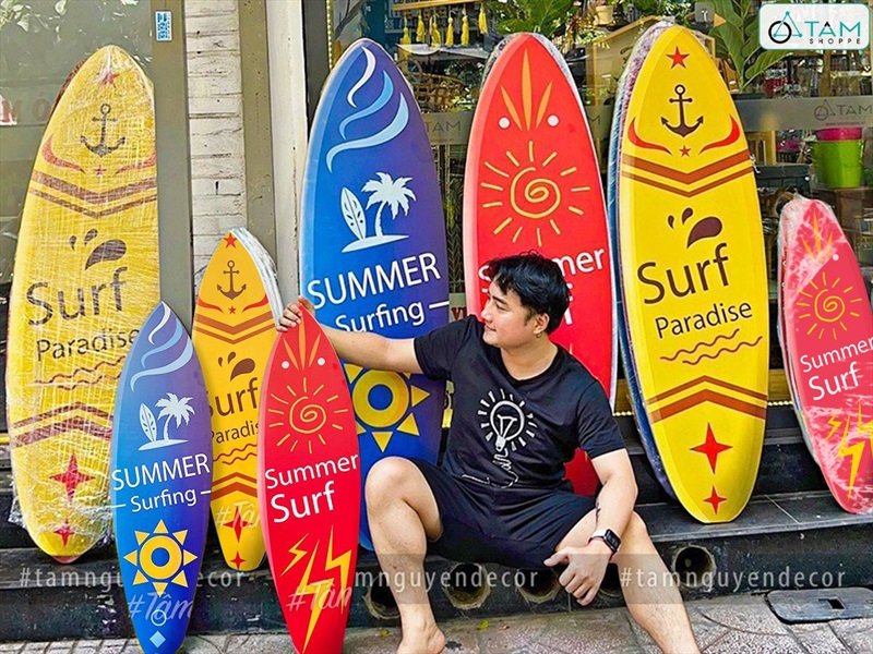 Ván lướt sóng trang trí chủ đề Surf Paradise cao 150cm VLS-02